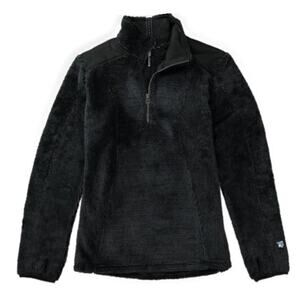 Kuhl Alto Quarter-Zip Soft Furry Top Raven Black Thumbholes - sz XL